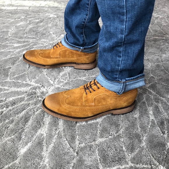 Frye Mens Suede Wingtip Dress Shoes - Picture 3 of 16